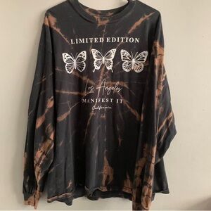 Streetwear Tie Dye Butterfly Long Sleeve Top